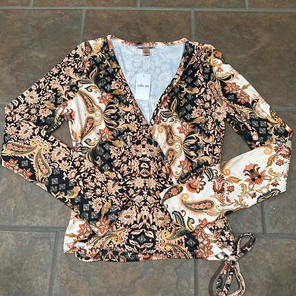 Buckle Willow & Root Wrap Blouse
